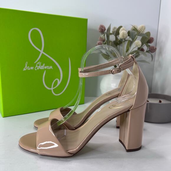 Sam Edelman Robyn Leather Ankle Strap Heel Beige I3433L1001 Women's 11 M - Picture 1 of 11